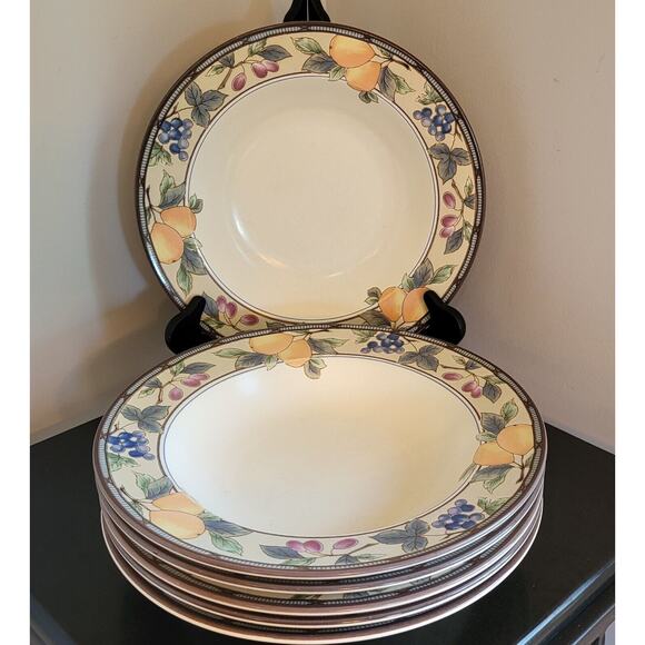 (Qty 6) Mikasa Intaglio GARDEN HARVEST Rimmed Bowls CAC29 Stoneware 9 3/8" D - Picture 7 of 15